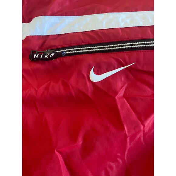 Vintage 90’s Red Nike Full Zip Windbreaker Jacket Red Retro White Trim Large - Picture 3 of 5